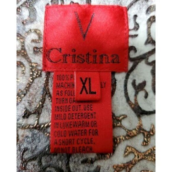 V Christina Beige Blazer Size XL Brown Paisley 2 Button - Picture 8 of 10